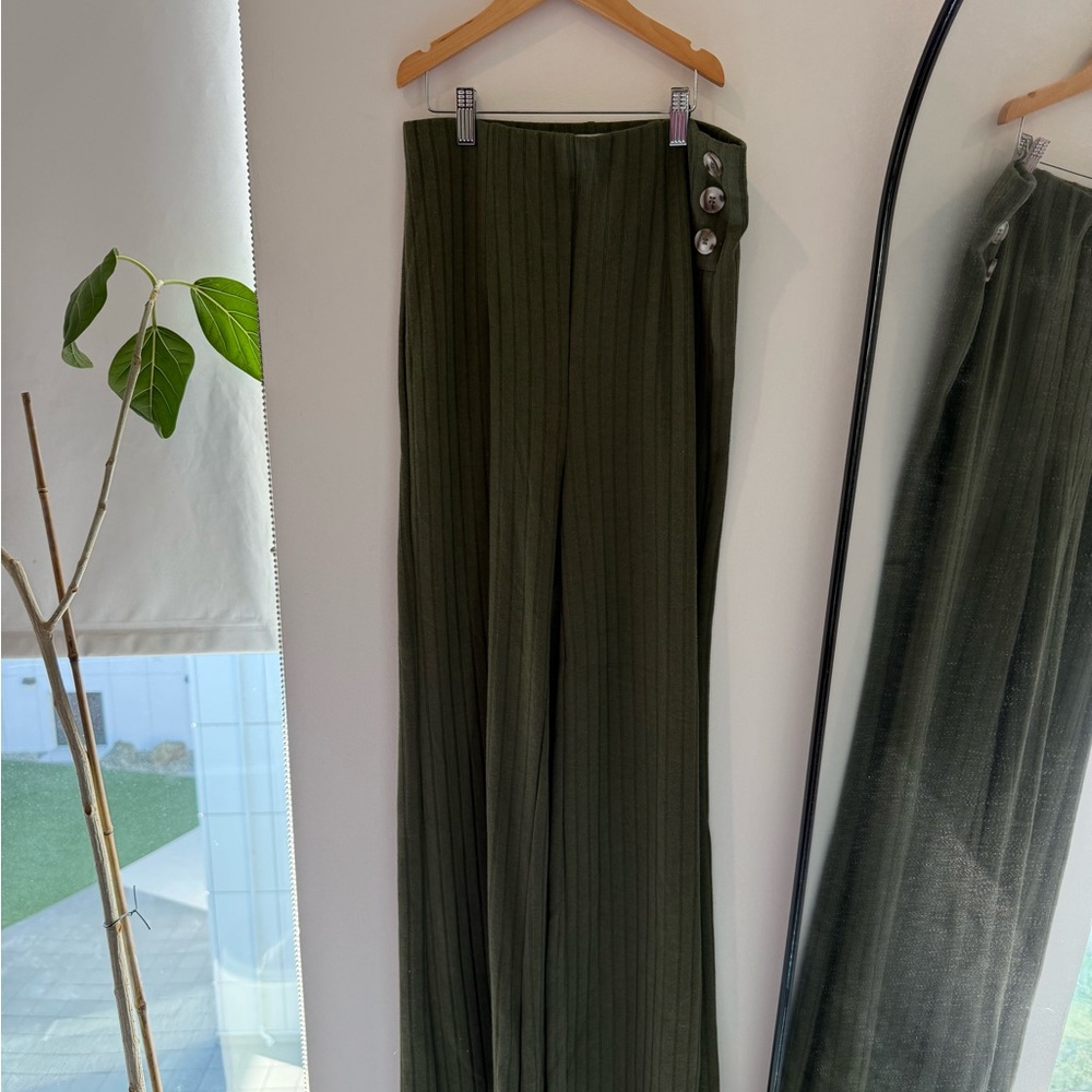 Revamped Olive Green Flare Pants